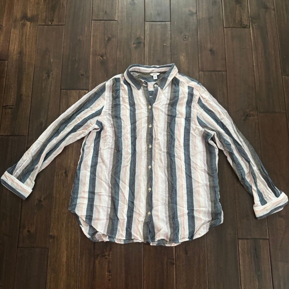 Sonoma Pastel Striped Relaxed Long Sleeve Button Down Shirt XXL